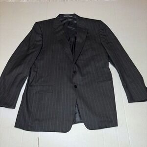 Hickey Freeman 46L Black Loro Piana Super 130's 2 Btn Notch Blazer Tasmanian